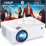 GROVIEW Projector, 1080P Bluetooth Mini Projector with 100” Projector Screen, 9500 LUX Portable...