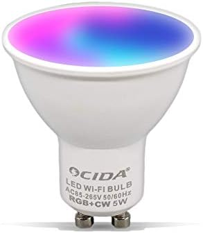GU10 Smart LED WiFi-Bluetooth Spot Light Color Changing Music Bulb Music Bulb, RGBCW, 5W 450Lumens,...