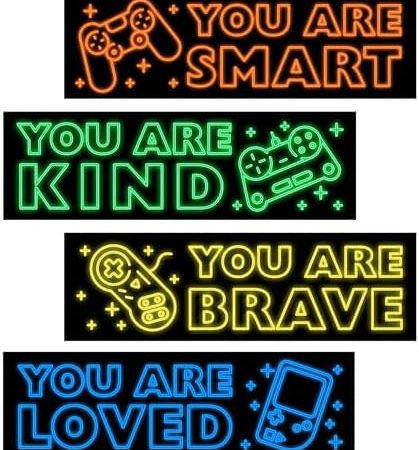 Game Wall Decals Glow in The Dark, Gamer Sticker Inspirational Wall Decor for Boys Room, Kids...