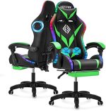 Gaming Chair with Bluetooth Speakers and RGB LED Lights Ergonomic Massage Computer Gaming Chair with...