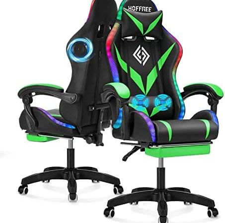 Gaming Chair with Bluetooth Speakers and RGB LED Lights Ergonomic Massage Computer Gaming Chair with...