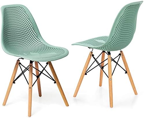 Giantex Set of 2 Modern Dining Chairs, Outdoor Indoor Shell PP Lounge Side Chairs with Mesh Design,...