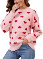 Gihuo Valentine Heart Sweater for Women Cute Kawaii Casual Crewneck Long Sleeve Knitted Pullover...