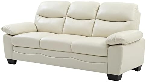 Glory Furniture Marta Faux Leather Sofa in Pearl