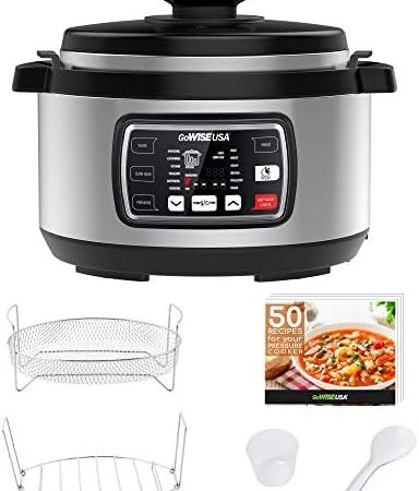 GoWISE USA GW22708 Ovate 8.5-Qt 12-in-1 Electric Pressure Cooker Oval with Slow Cook, Rice, Yogurt,...
