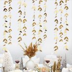 Gold Party Decorations Leaf Garland Hanging Paper Gold Leaves Streamer Banner for Wedding Engagement...