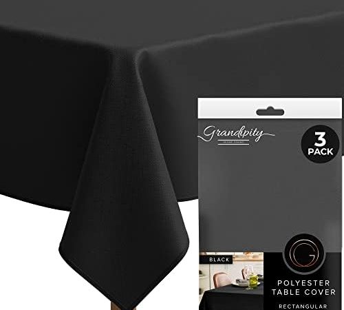 Grandipity Rectangle Tablecloth (Black Tablecloths 60" x 102") - Polyester Tablecloth - Stain &...