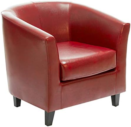 Great Deal Furniture Petaluma Oxblood Red Leather Club Chair 30-1/2 by 28 by 30-1/2