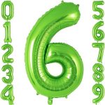 Green Number 6 Balloon 40 Inch, Big Large Foil Helium Number Balloons, Jumbo Giant Mylar Number 6...