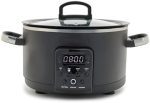GreenPan Bistro Noir 4QT Electric Slow Cooker with Lid, 6-in-1 Multifunction Heating Presets, Hard...