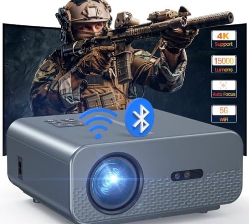 HAPPRUN Projector, [Auto Focus] Projector with WiFi and Bluetooth, 15000lux 500ANSI Outdoor...