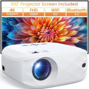 HAPPRUN Projector, Projector with WiFi and Bluetooth, [One Step Mirroring]Projector for Phones,...
