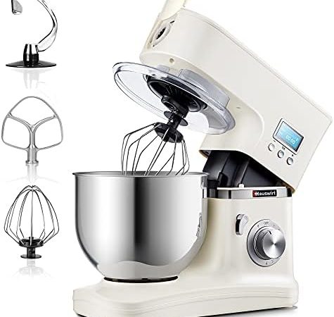 HAUSWIRT Stand Mixer, 5.3 QT Tilt-Head Kitchen Electric Dough Mixers, 8-Speed with LCD Display...