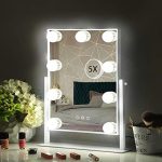 HIEEY Hollywood Vanity Mirror with 9 Dimmable Bulbs Lights, Three Color Lighting Modes, and 5X...