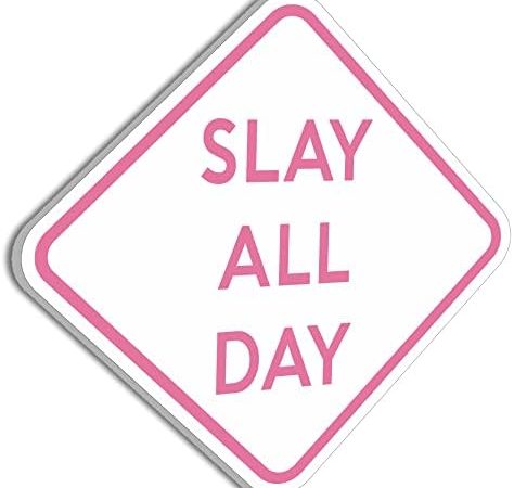 HK Studio Sign Decor Slay All Day Funny Poster 11" x 11" - Funny Signs for Dorm, Teen Room Decor,...