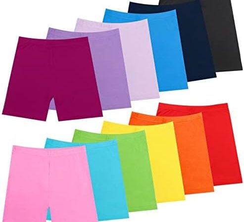 HOLLHOFF 12 Pack Girls Dance Shorts, 12 Color Bike Short Breathable and Safety