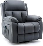 HOMREST Microfiber Technology Cloth Massage Recliner Chair with Heated, 360 Degree Swivel Rocker...