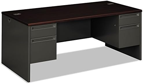 HON 38180NS Double Pedestal Desk, 72" by 36" by 29-1/2", Mahogany/Charcoal