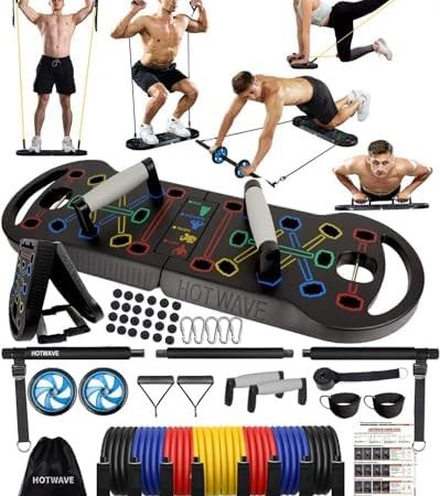 HOTWAVE Push Up Board Fitness, Portable Foldable 20 in 1 Push Up Bar at Home Gym, Pushup Handles for...