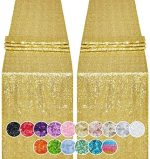 Hahuho 2PCS 12x72 Inch Sequin Table Runner Gold Glitter Table Runner for Party, Wedding, Bridal Baby...