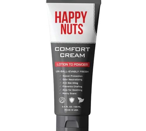 Happy Nuts Comfort Cream Deodorant For Men: Anti-Chafing Sweat Defense, Odor Control, Aluminum-Free...