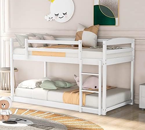 Harper & Bright Designs Twin Over Twin Bunk Bed Frame for Boys and Girls,Upgraded Wood Twin Over...