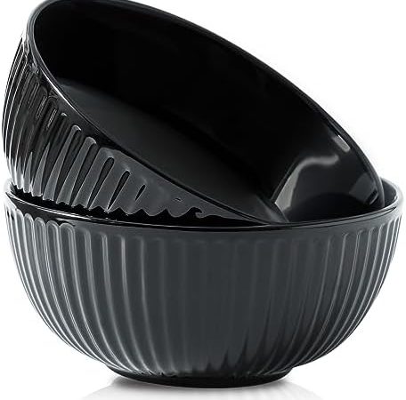 Hasense Large Serving Bowls Set of 2, 65 Oz Porcelain Salad Bowl 8 Inch for Kitchen Dining,Elegant...