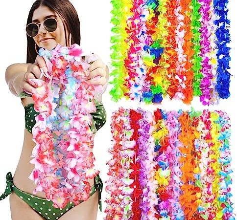 Hawaiian Leis 40 Pcs Lei for Adults and Kids Tropical Luau Party Decorations