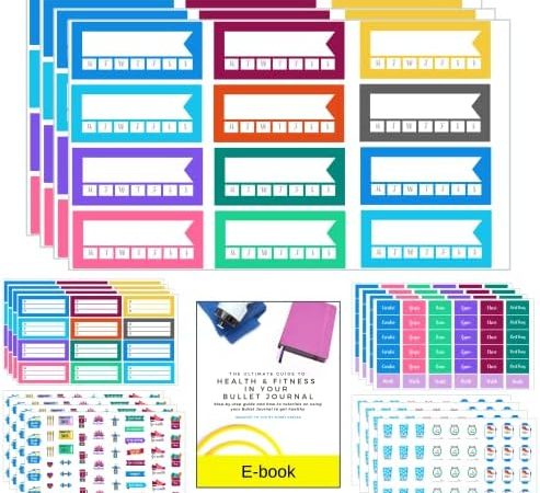 Health and Fitness Planner Stickers Set - Large Value Pack 20 Sticker Sheets - Health, Exercise,...