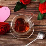 Heart Shaped Double Walled Glass Insulated Coffee Mug Clear Tea Cup 180 ml, 6 Oz Cappuccino Cup with...