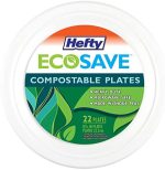 Hefty ECOSAVE Compostable Paper Plates, 8-3/4 Inch, 22 Count