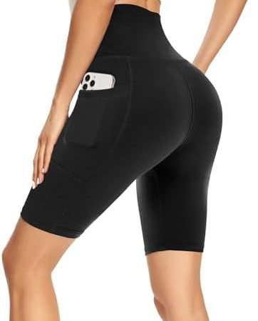 High Waisted Biker Shorts Women - 8 inches Soft Tummy Control Shorts for Workout, Gym, Yoga, Running