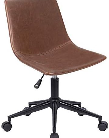 Homall Mid Back Office Chair PU Leather Computer Desk Chair Adjustable Swivel Task Chair Armless...