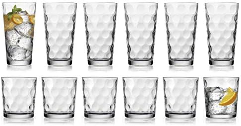 Home to Table HE Modern Drinking Glasses Set, 12-Count Galaxy Glassware, Includes 6 Cooler Glasses...