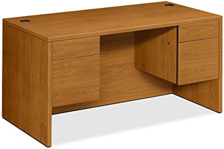 Hon Desk with Double Pedestal, 60 by 30 by 29-1/2-Inch, Harvest