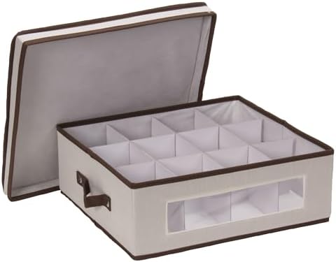 Household Essentials 538 Vision China Storage Box for Tea Cups and Mugs with Lid and Handles |...