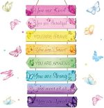 Inspirational Girl Room Decor Aesthetic Art Wall Hanging Sign Inspiring Colorful Rainbow Wooden...