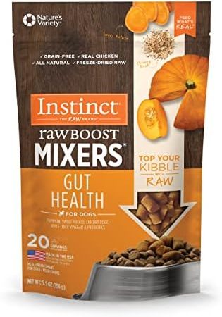 Instinct Freeze Dried Raw Boost Mixers Grain Free Gut Health All Natural Dog Food Topper, 5.5 Ounce...