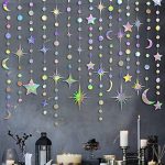 Iridescent Star Moon Circle Dot Garland Party Decoration Kit Hanging Crescent and Twinkle Little...