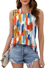 Ivicoer Women Casual Tank Tops Loose Fit Crew Neck Sleeveless Blouses Shirts Summer Flowy Tunic...