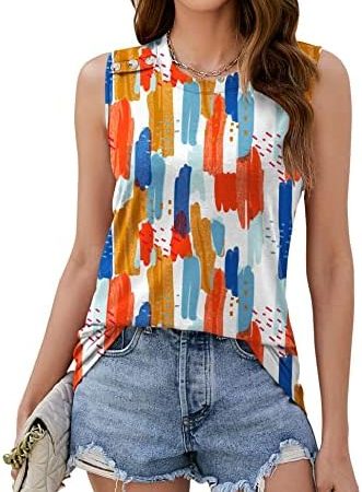 Ivicoer Women Casual Tank Tops Loose Fit Crew Neck Sleeveless Blouses Shirts Summer Flowy Tunic...