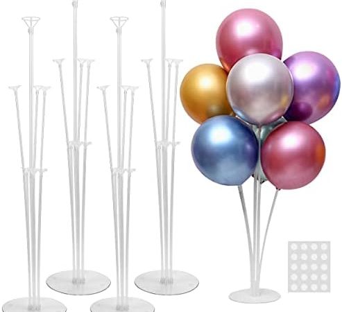 JOYYPOP 4 Sets Balloon Stand Kit For Table, Balloon Sticks with Base Birthday Graduation Party...