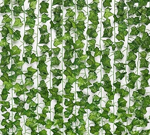 JPSOR 24pcs Fake Leaves Artificial Ivy Garland Greenery Vines for Bedroom Decor Aesthetic Silk Ivy...