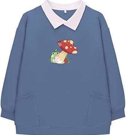 JULGIRL Womens Cute Frog Sweatshirt Kawaii Frog Hoodie Cartoon Graphic Preppy Pullover Sweater for...