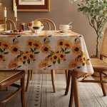 Joyfol Day Sunflower Tablecloth,Orange Floral Table Cloth for Square Tables,Waterproof Resistant...