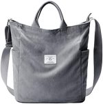KALIDI Corduroy Tote Bag, Large Messenger Bag Shoulder Hobo Anti Splash Crossbody Zipper Bag Casual...