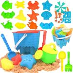 KIDPAR 20Pcs Beach Sand Snow Toys Set for Kids,Includes Mesh Bag,Castle Bucket Sandbox, Animal...