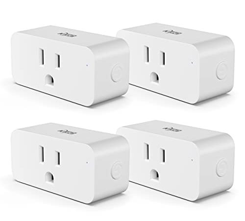 KMC Smart Plug Slim 4-Pack, Low-Profile Wi-Fi Outlet for Smart Home, Remote Control Lights and...