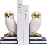 Kakizzy Decorative Book Ends for Heavy Books, Owl Bookends White Bird Bookends for Kids Rooms Resin...