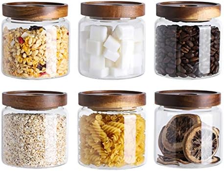 Kanwone Glass Storage Jars Set of 6, 17 Ounce Airtight Food Storage Containers with Bamboo lids,...